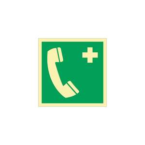 Panneau d'urgence ASR A1.3/DIN EN ISO 7010/DIN 67510 L148xW148 mm film pour téléphone d'urgence - Product Image 1