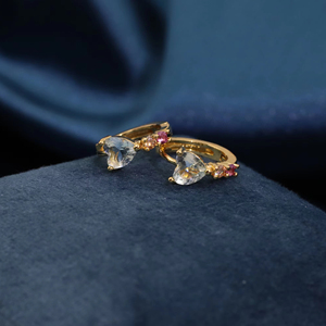 Pendientes de Aro Tianyu Gems, Chapados en Oro, de Latón, Estilo Clásico y Elegante, con Circonita Cúbica en Forma de Corazón y Corindón Rojo. - Product Image 1