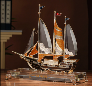 Cadeau de déménagement haut de gamme de luxe léger, sculpture de <span class=keywords><strong>voilier</strong></span> en alliage de zinc, ornement décoratif de style chinois Feng Shui - Product Image 4