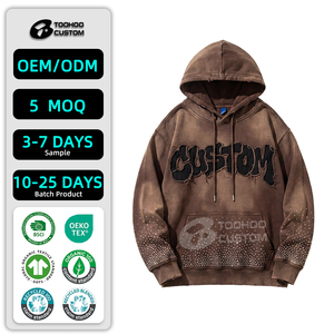 Sudadera con Capucha Personalizada de 350 g/m², Corte Holgado, Unisex, Estilo Urbano, Vintage, Lavado Ácido, Hombros Caídos, 100% Algodón, Primavera - Product Image 1