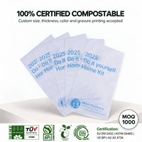 Sacs à vêtements plats ouverts en PLA biodégradable avec logo personnalisé, 100 % compostables, à base de plantes, en amidon de maïs