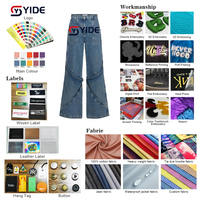 Jeans Vintage Rock Revival pour hommes, pantalon en jean évasé délavé à double ceinture coupe ajustée