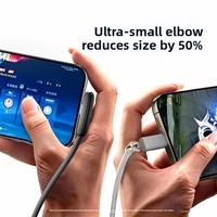 Cable USB Tipo C de Carga Rápida de 6A y 100W con Trenzado de Nailon en Ángulo Recto para Dispositivos Android, Cable para Juegos con Puerto USB Tipo C