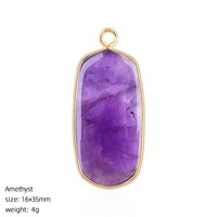 Pendentif en pierres précieuses assorties 16*35mm, plaqué or, avec cadre rectangulaire, breloque en améthyste et œil de tigre pour la fabrication de bijoux