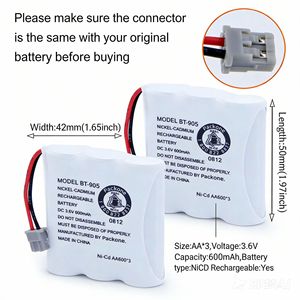 แบตเตอรี่นิกเกิลไฮโดรเจน BT-905 3.6V 600mAh สำหรับอุปกรณ์อิเล็กทรอนิกส์สำหรับผู้บริโภค - Product Image 5