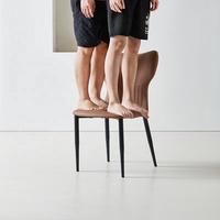 Chaise de salle à manger moderne, légère, de luxe, haut de gamme, avec dossier, en cuir, structure métallique, tabouret, chaises de salle à manger pour usage domestique