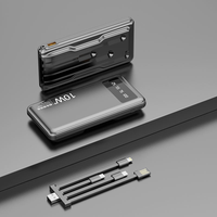 Batterie externe ultra-fine 10000 mAh étanche avec double port USB Type-C à charge rapide, câble de charge inclus, batterie au lithium polymère ABS portable