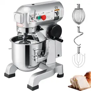 Mixer makanan komersial 10Qt 450W, 3 kecepatan dapat disesuaikan 110/178/390 RPM tugas berat 110V dengan pengocok kait adonan mangkuk Stainless Steel