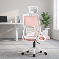 Chaise de bureau ergonomique moderne en maille, dossier haut, pivotante, avec appuie-tête et accoudoirs réglables, structure en plastique et base en fer, pour la maison