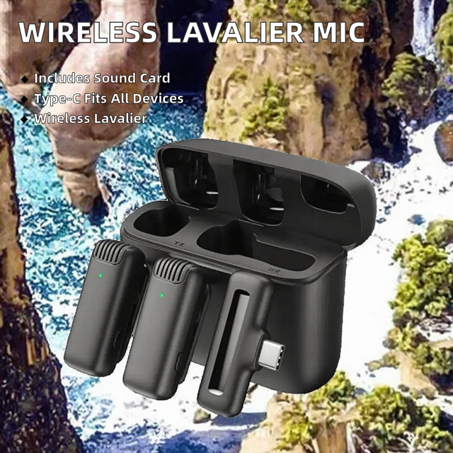 J13 AI Noise Reduction Wireless Lavalier Microphone 2 Transmitters 1 Type C Receiver Charging Case Vlog Live Streaming