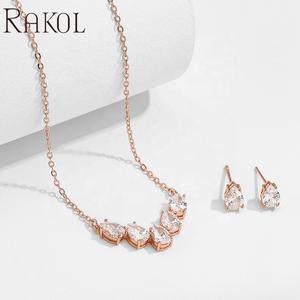 RAKOL SP3200 2022 Simple Gold-Plated Boutique <b>Crystal</b> Zircon Necklace Earring Set Wedding Bride <b>Jewelry</b> - Product Image 4