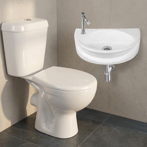 Inodoro de dos piezas estilo Medio Oriente con lavabo blanco, inodoro de pie con tanque oculto de doble descarga - Product Image 4