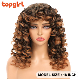 Parrucche e Weave Ricci Crespi Lunghi da Donna di Alta Qualità con Frangia <span class=keywords><strong>Parrucca</strong></span> Sintetica Intrecciata Senza Colla <span class=keywords><strong>Rosa</strong></span> America Parrucche Afro Ricci Intrecciati da Donna - Product Image 5