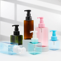 Botol persegi PET 250ml 450ml 500ml, pembersih tangan botol pompa busa perawatan tubuh tersedia