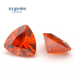 Bright Machine Cut Orange Synthetic Chinese Precious Stones Loose CZ Stones for Clothes Decoration