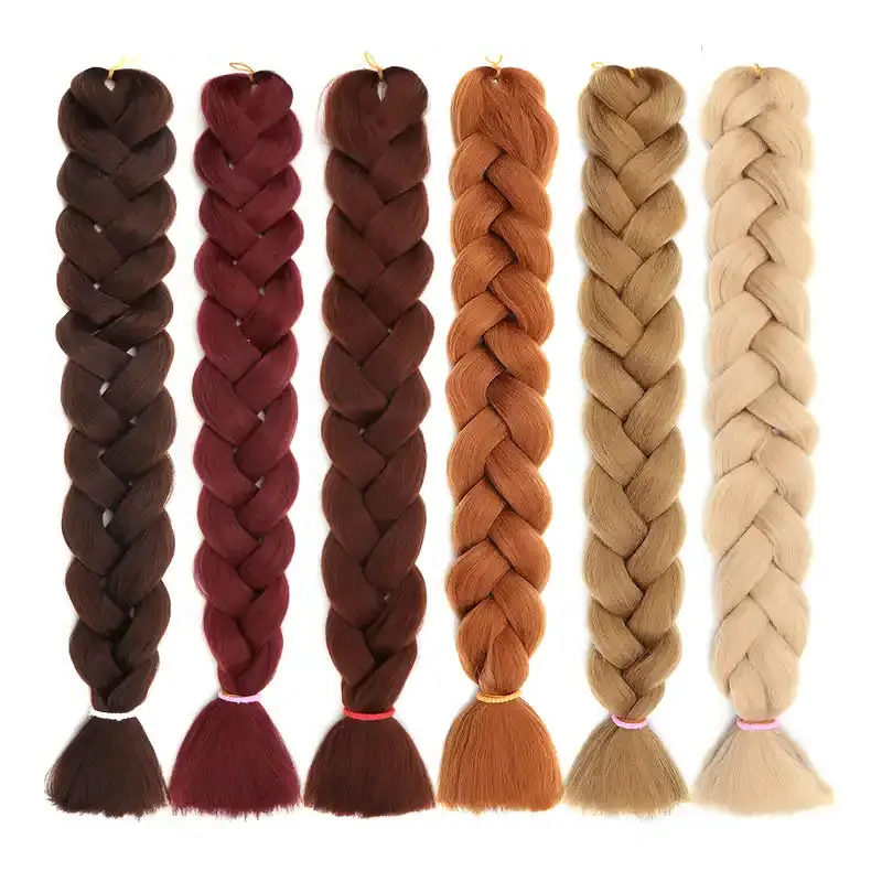 Venta al por mayor peluca 165g trenzas Jumbo caja de pelo trenzas ganchillo Pelo Largo arcoíris colorido para mujeres niños DIY extensiones de cabello sintético