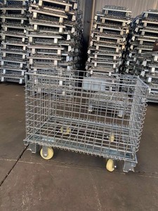 כלוב מתכת קריסת מגולוון עם גלגלי רשת רשת תיל מרותכת צורה חור מרובע לשימוש גדר - Product Image 2