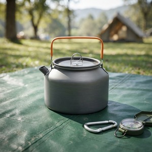Hot Sale Aluminum <b>Camping</b> Cookware <b>Kettle</b> Outdoor Cooking Pots Pans Set Pot Cover 1-2L Capacity Gas Cooker Compatible Polished - Product Image 4