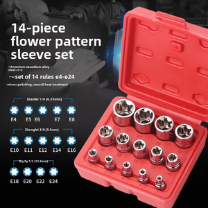 Jeu de douilles Torx E femelles 14 pièces/ensemble, embouts 1/2 ", 3/8 ", 1/4 ", E4 - E24, outils de réparation, jeu d'outils à main - Product Image 3