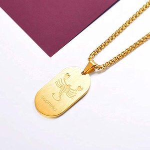 Collana con ciondolo con etichetta oroscopo in acciaio inossidabile placcato oro all'ingrosso personalizzabile <span class=keywords><strong>astrologia</strong></span> 12 segno zodiacale - Product Image 6