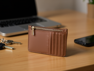 Portacarte con cerniera da 7 pollici in pelle PU, portafoglio minimalista per carte - Product Image 2