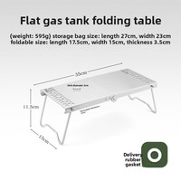 Table pliante d'extérieur pour cartouche de gaz butane, accessoire de camping en acier inoxydable, mini table portable multifonctionnelle pour le thé, à assembler