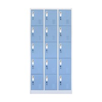Armoire de rangement commerciale en acier pour vêtements, casier métallique à 15 portes pour chaussures et sacs, casier public pour bureau et école