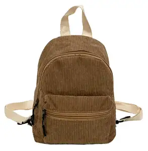 New Material Soft touch Corduroy School Bag Durable Canvas Fashion Vintage Sports Backpack Adults Schoolbag for teenagers