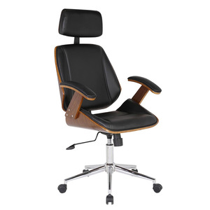 2025 nội thất văn phòng tại nhà silla oficina Ghế văn phòng gỗ nhiều lớp ghế da trắng ghế Ông Chủ Rocking tựa lưng có khóa - Product Image 3