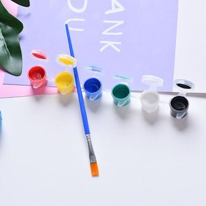 Workpro — jeu de 6 peintures acryliques, 3ml, 6 couleurs, pot avec brosse pour dessiner - Product Image 1