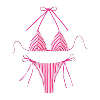 Ensemble bikini bandeau floral de haute qualité pour femme, 2 pièces, avec string en V sur le devant, fourniture directe usine, vêtements de plage
