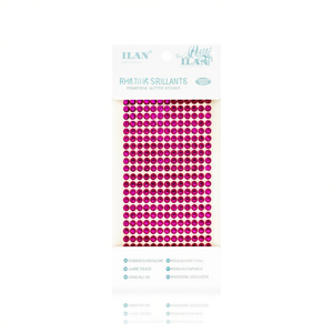 Adesivo glitterato con strass Ilan 6 mm colore 9 rosa 260 pezzi - Product Image 1