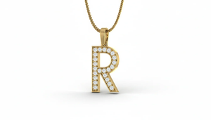 Elegante Colgante Unisex con Letra R del Alfabeto en Diamantes Naturales, Joyería Fina de Oro con Iniciales Personalizadas y Diamantes Genuinos para Uso Diario - Product Image 4