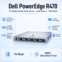 Serveur Dell R470 1U en rack, simple socket, 16 DIMM DDR5 PCIe 5.0 E3.S NVMe pour la virtualisation, les centres de données, les bases de données cloud