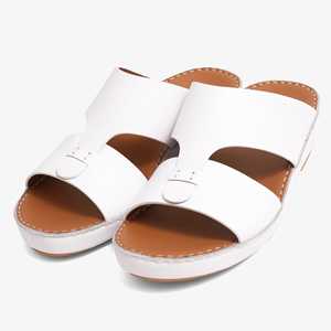 SHIKOL <span class=keywords><strong>sandales</strong></span> arabes classiques haut de gamme pour hommes en <span class=keywords><strong>cuir</strong></span> de vachette naturel blanc élégant conçu Double-sangle occasion festive chaussures pour hommes - Product Image 1