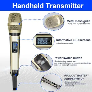 Uk1008 Professionele 4 Kanalen Uhf Draadloze Ontvanger En Draadloze Handheld Microfoon Voor Het Zingen Van Ktv Stage