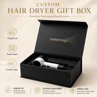 Boîte cadeau Gotop écologique pour sèche-cheveux avec insert en mousse découpée sur mesure et marquage à chaud doré pour produits électroniques haut de gamme