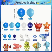 Set Balon Foil Aluminium Bertema Hewan Kartun Laut untuk Dekorasi Gapura & Latar Belakang Pesta Ulang Tahun Anak