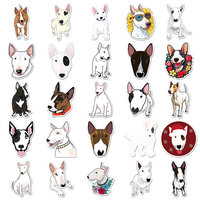 50 Uds gran oferta Animal perro dibujos animados pegatina UV impresión personalizada troquelado vinilo decorativo Bull Terrier pegatina