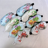 LINA Quatre pièces Printemps Eté Automne Hiver Fleur Masques Pour Les Yeux En Gros Impression Numérique Ombrage Sommeil Imité Soie Colorée
