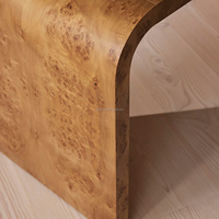Bureau d'écriture sculptural Mappa Burl, Table de bureau en U effet cascade, Série Designer Luxe, Modernisme Organique, Objet de collection résidentiel