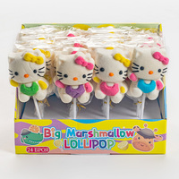 Fabrieksgroothandel op maat gemaakte Halal vegan marshmallow lolly's, zachte suikerspin met fruit smaak, 3D roze gele beer vorm voor snacks