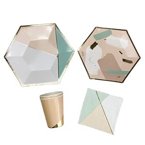 Nuovi Piatti, Bicchieri e Tovaglioli <span class=keywords><strong>di</strong></span> Carta Colorati, Set Completo <span class=keywords><strong>per</strong></span> <span class=keywords><strong>Feste</strong></span> <span class=keywords><strong>di</strong></span> <span class=keywords><strong>Compleanno</strong></span>, San Valentino, Matrimoni <span class=keywords><strong>per</strong></span> 8 Ospiti - Product Image 1