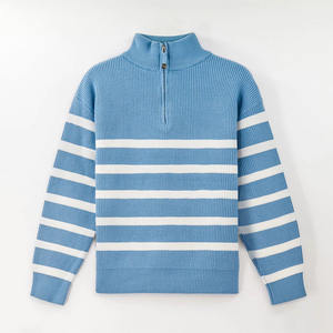 Üretici tarafından özelleştirilebilir erkek kış yarım Zip çizgili kazak kazak örgü fabrikasyon - Product Image 1