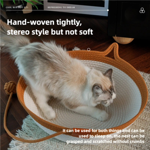 Heißer Großhandel: Katzenbett für den Winter – Rechteckiges Nest mit Baumwollseil, geflochten, faltbar, rundes Hängematten-Korb-Bett - Product Image 5
