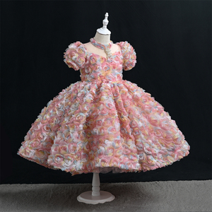 Vestidos <span class=keywords><strong>de</strong></span> Princesa Yoliyolei OM061 para Niñas, Mangas Abullonadas, Collar <span class=keywords><strong>de</strong></span> Perlas, Flores 3D, <span class=keywords><strong>Ropa</strong></span> Infantil <span class=keywords><strong>de</strong></span> Alta Gama - Product Image 2