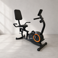Vélo d'exercice couché compact magnétique, vélo d'appartement pour entraînement à domicile avec siège et dossier réglables pour seniors