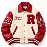 Blouson universitaire en laine mélangée Melton avec logo personnalisé, ourlet côtelé rayé à boutons-pression et appliqué contrastant – Fabricant et fournisseur OEM