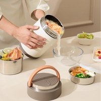 Maxcook 2L Edelstahl Isolierter Speisewärmer Behälter Suppen-Thermoskanne mit Tasche Lunchbox für Warme Mahlzeiten