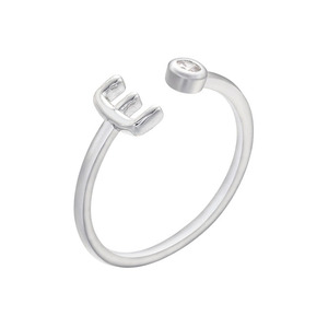 Anillo Ajustable con Inicial <span class=keywords><strong>de</strong></span> Letra del Alfabeto, Incrustado con Circonita Cúbica y Diamantes en Oro <span class=keywords><strong>de</strong></span> 18k, Modelo RM1530, Fino, Delicado y Mini - Product Image 3
